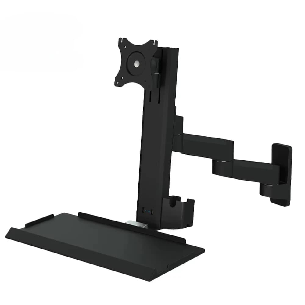Wall Mount for Industrial Monitor 15"-32" with 2 Sections Arm and Folding Tray for Keyboard, Support for Resistant Monitor