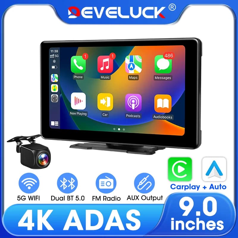 9 ''4K ADAS Multimedia video player Dashcam Car Portable DVR Wireless CarPlay Android Car Dual Lens Driver 5G WIFI