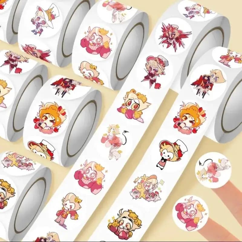 500Pc/Roll Cartoon Sticker Circle Kids Stickers For Journaling Laptop Acg Envelope Scrapbook Car Motorcycle Decal