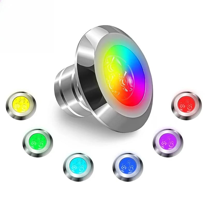 Luce LED subacquea rotonda da 12V per piscina, barca, mare, impermeabile, RGB, 16 colori, per immersioni.