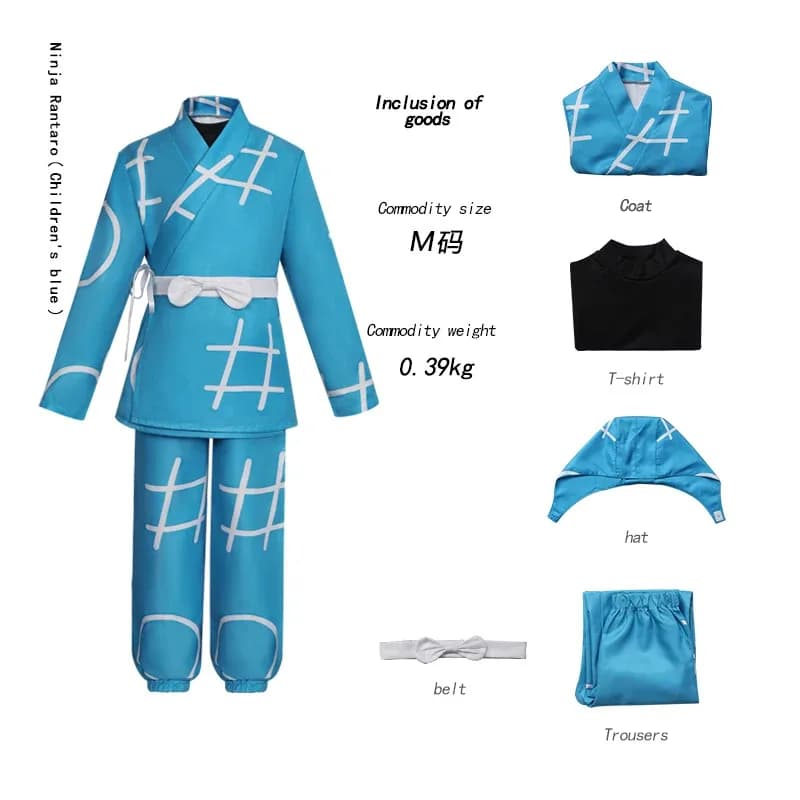 Anime Nintama Rantarou Costume Ninjutsu Academy Blu Uniforme Ninja Boy Rantaro Karate Cosplay Costumesa;2,c'4,h.
