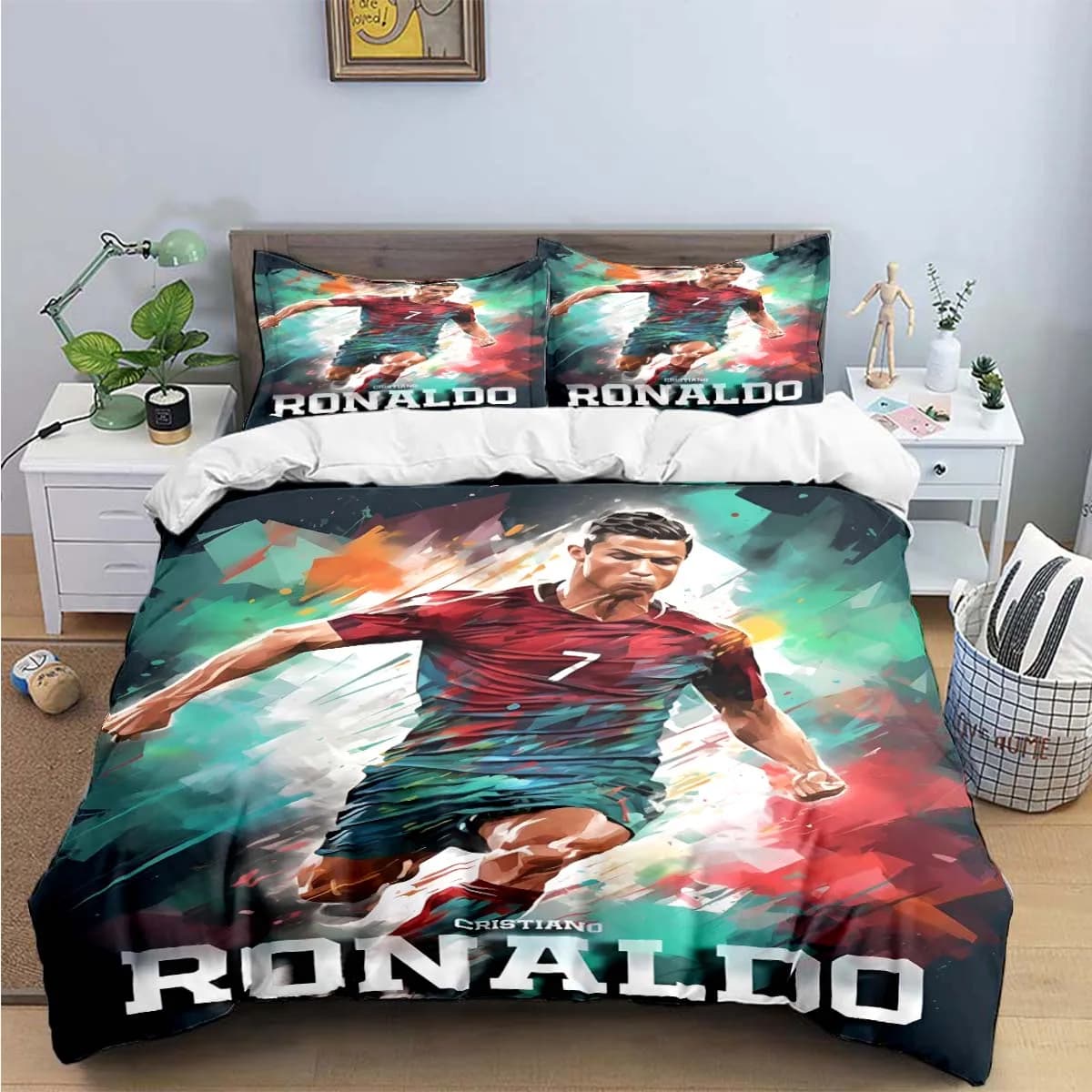 FashionFootball Star R-Ronaldo Printing Bedding Set Duvet Cover Comforter Bed Youth Kids Girl Boys Luxury Birthday Gift