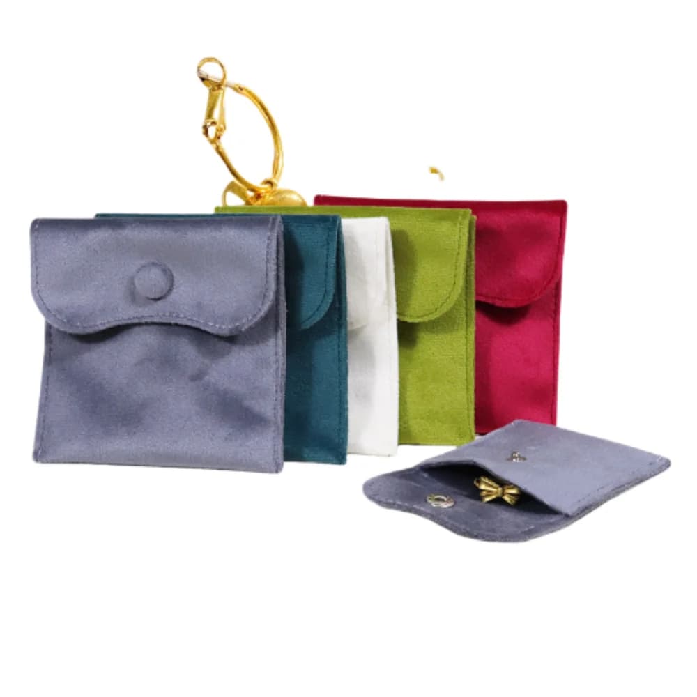 Borsa per gioielli in velluto in microfibra Custodia a scatto Orecchini Collana Bracciale Borsa portaoggetti Borse per imballaggio regalo di nozze di Natale per le donne