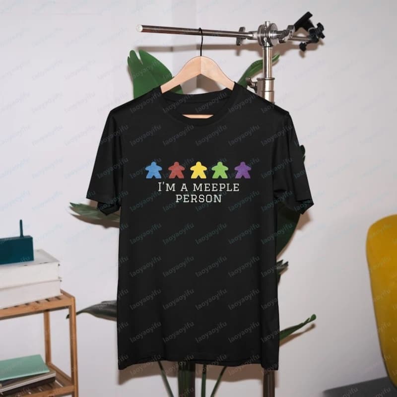 Maglietta divertente 'I'm A Meeple Person' per giochi da tavolo Catan e Carcassonne, regalo per amanti dei giochi da tavolo, t-shirt grafica, abbigliamento donna, top Y2k