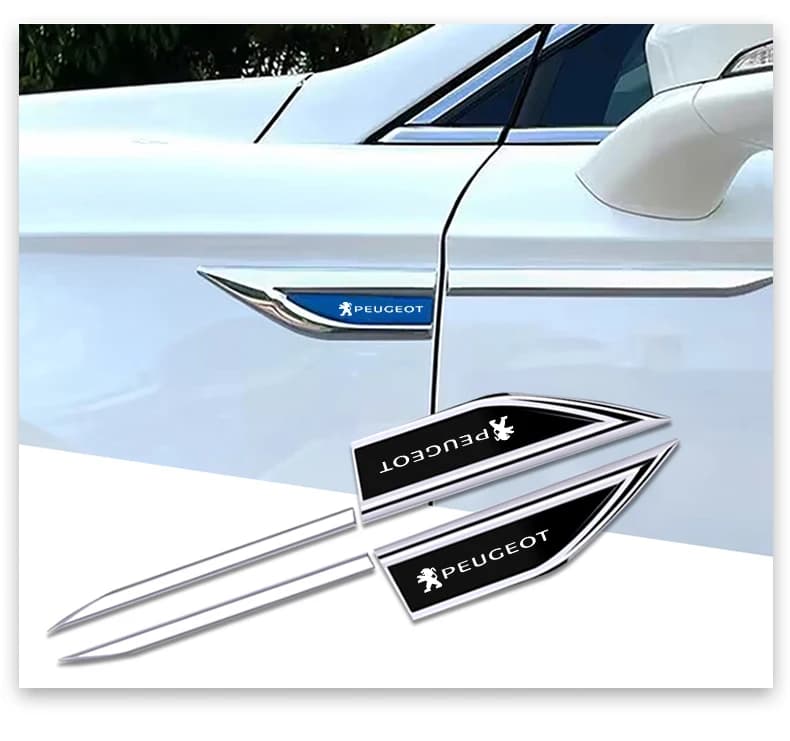 2PCS Per Peugeot 208 3008 308 2008 207 107 508 607 106 Lato Auto Parafango Coltello Adesivi Emblema Distintivo Decalcomanie Trim Styling