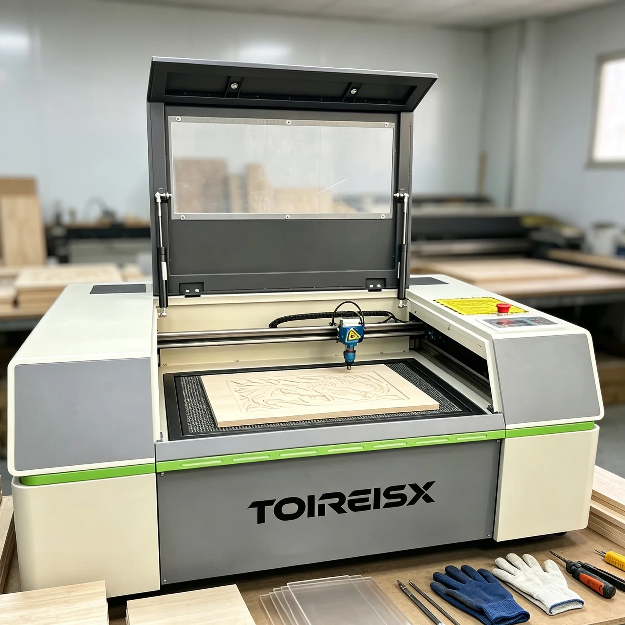 TOIREISX 50W Laser Engraver Machine for Wood Acrylic Plastic Desktop Laser Cutter Class 1 Safety 0.1mm Precision 600x400mm Engraving Area DIY Holiday Handmade Tool