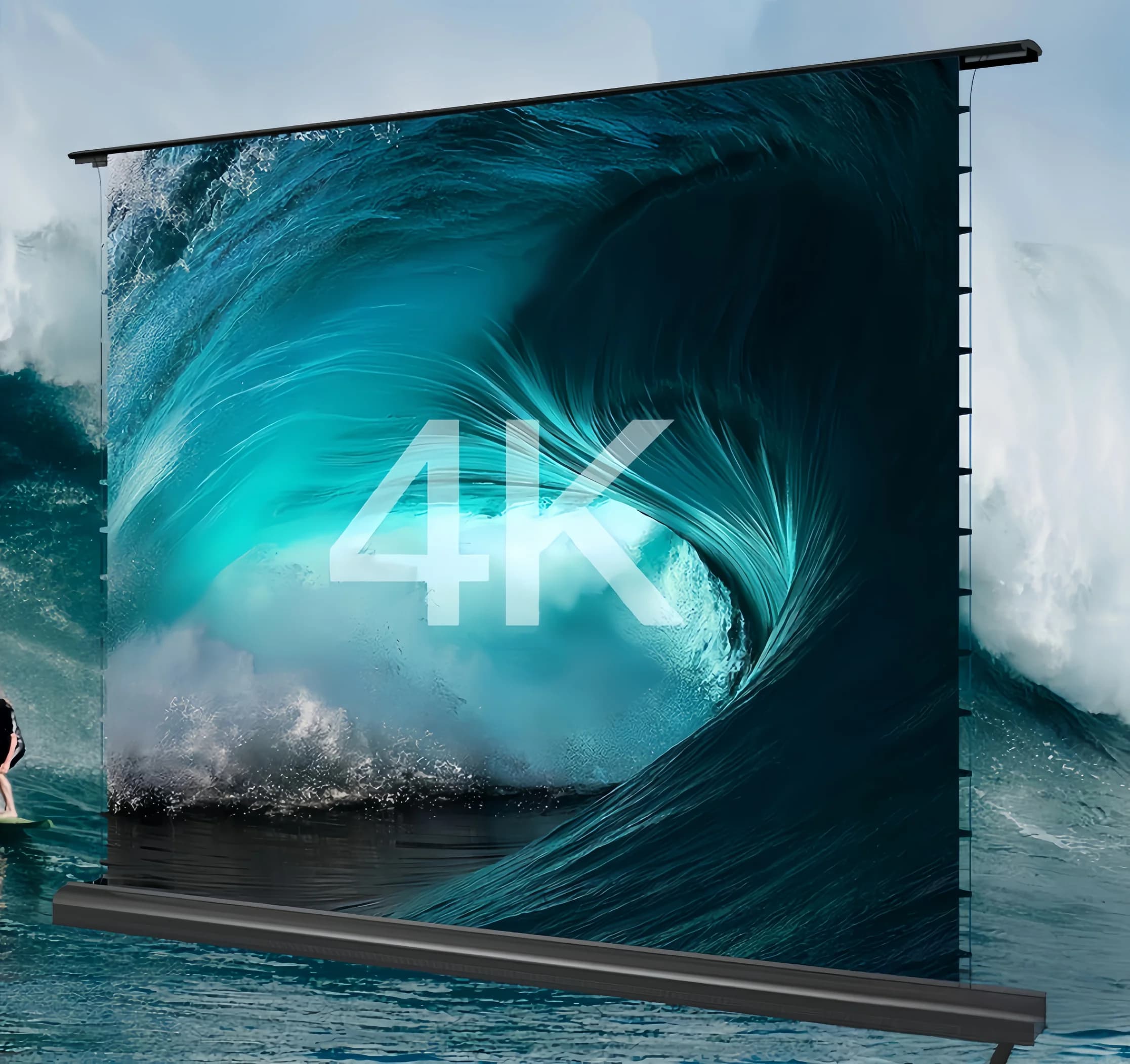 Home Theater ALR Fresnel Schermo elettrico da pavimento per proiettore a lancio standard con vera luce ambientale Fresnel 8K che rifiuta