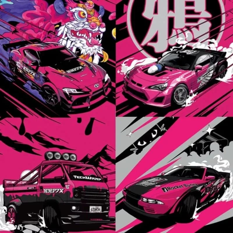 1087X Drift Racing Team Supercar Building Blocks R32 PB8854 Auto Sportiva Verniciata GTSHOW Modellino Mattoncini Giocattoli per Bambini e Adulti Regali