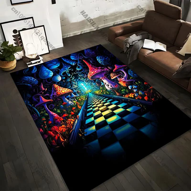 Printed carpets with vibrant mystical forest in 21 sizes, yoga mats for adults, decorations for the living room, customized zerbini