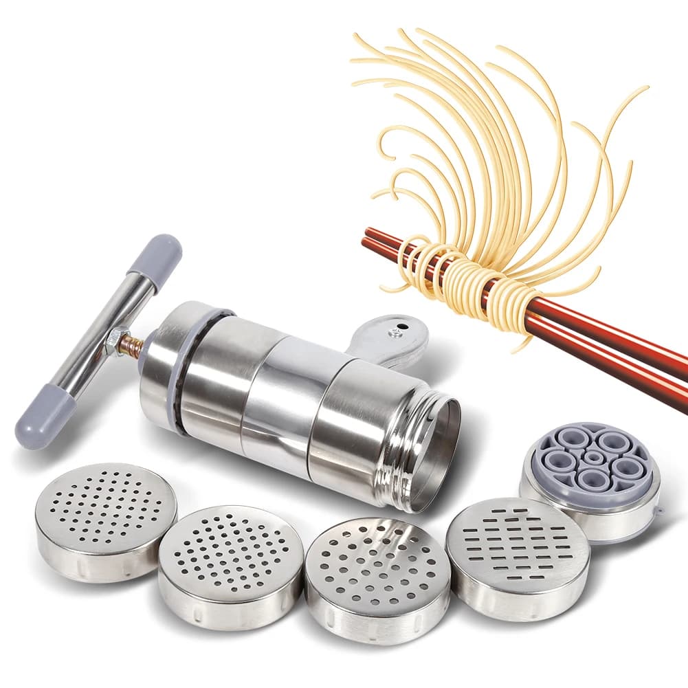Macchina per Pasta Manuale Portatile in Acciaio Inox, Pressa per Noodle a Pressione