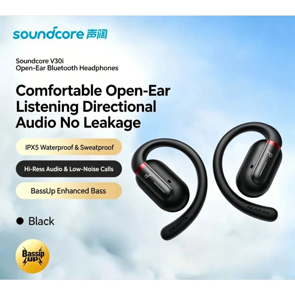 Soundcore By Anker V30i A3873 Open-Ear Earbuds Bluetooth 5.3 IPX5 Waterproof 36H Playtime Wireless Sports Headphones