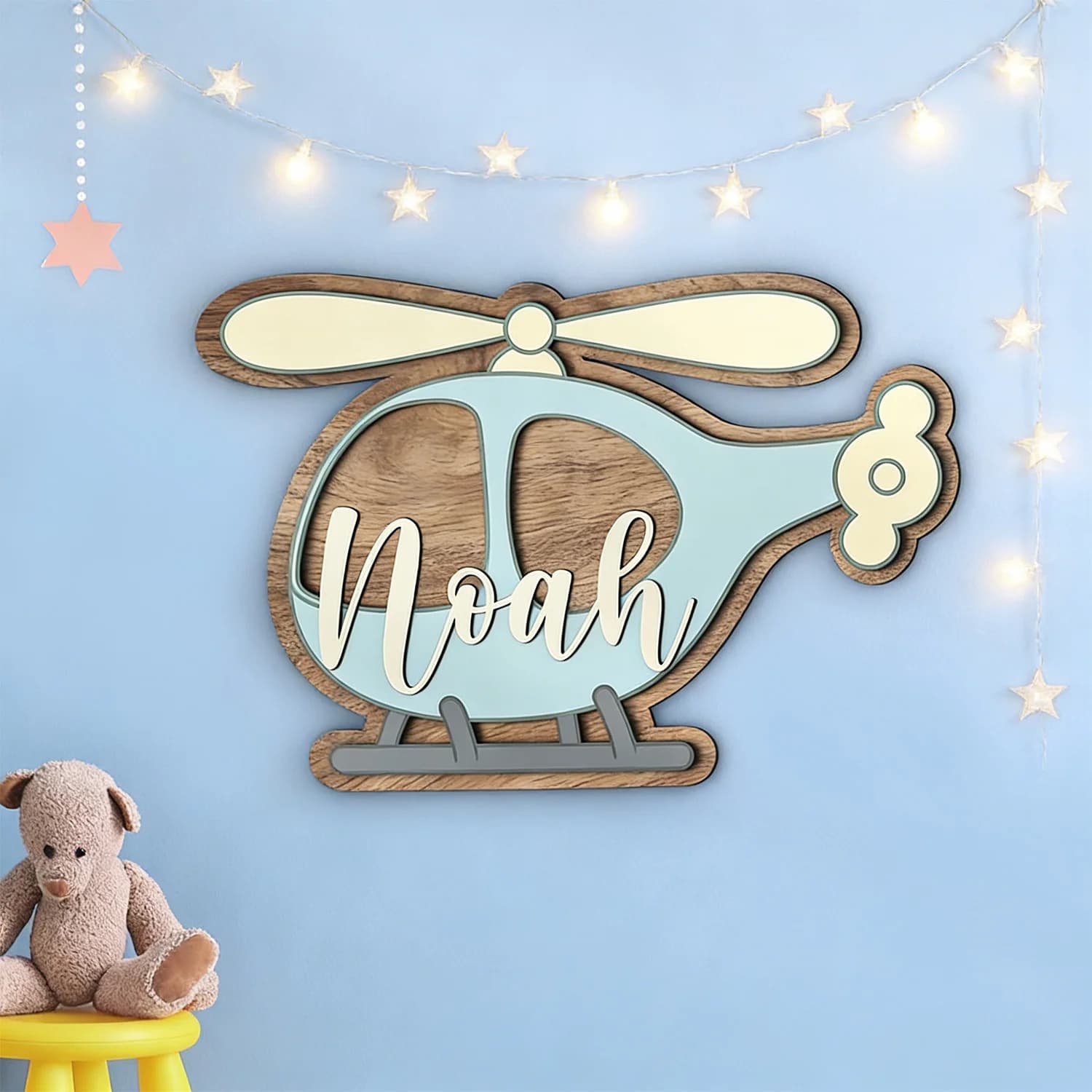 1pc ustomizable cartoon airplane wooden plaque, multi-layer customized gift, home decoration, wall decoration, holiday g