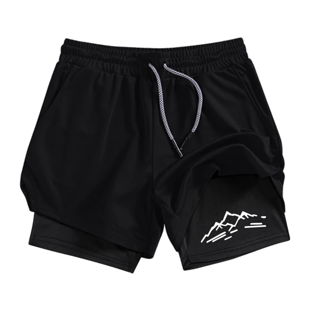fashion Men's Double Layer Running Options with Compression casual Liner Pockets Quick Dry Workout comfortable Cycling Shorts