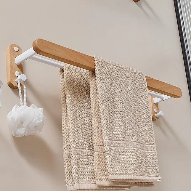 Wooden Bathroom Towel Rack, Towel Storage, Hanging Bar, Toilet, Washroom, Hand Towel Hanging Bar, Solid Wooden Double Bar