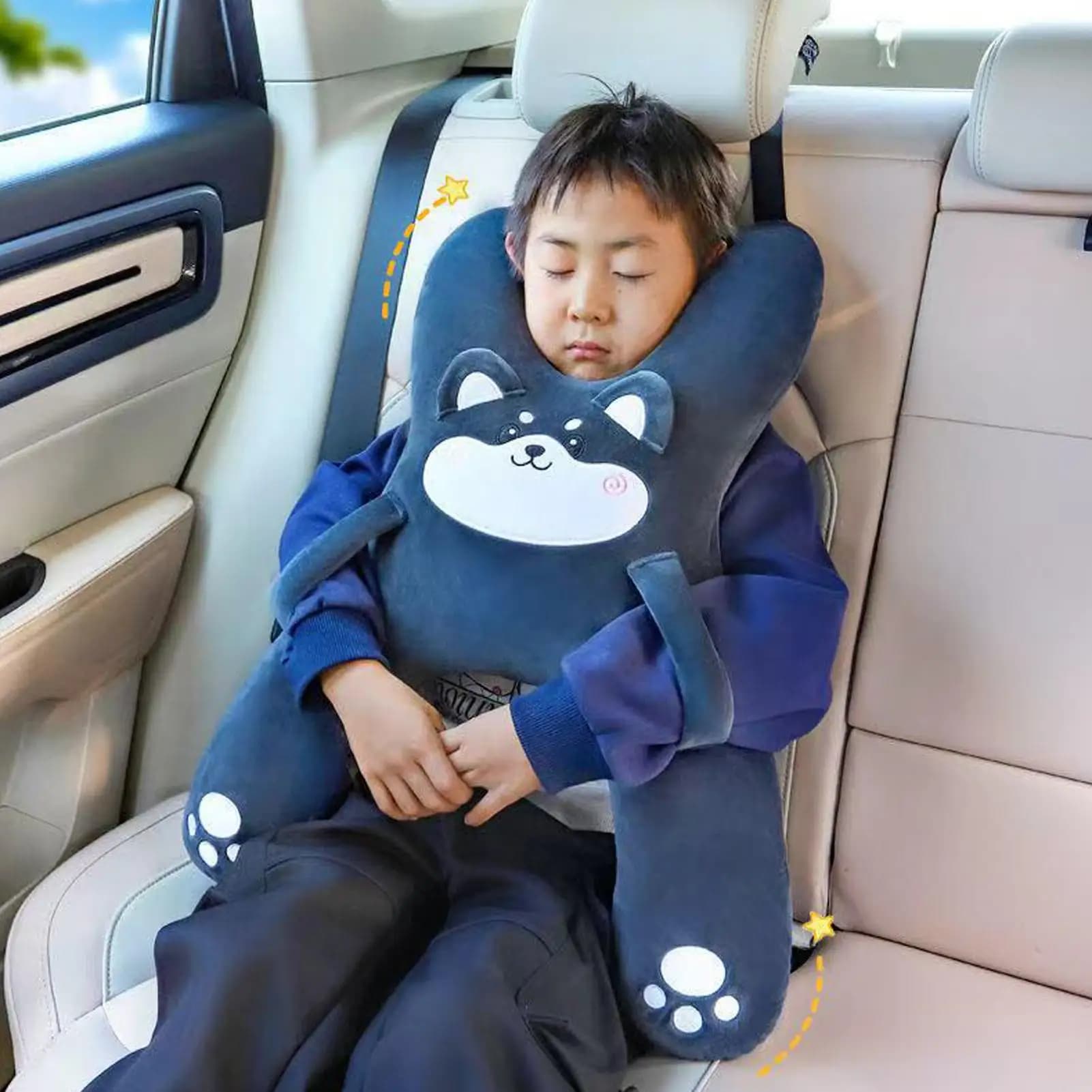 Cuscino per il collo dell'auto per bambini con cintura di sicurezza Previene la testa pendente Sedile posteriore Aiuto per dormire Comodo cuscino per i viaggi a lunga distanza