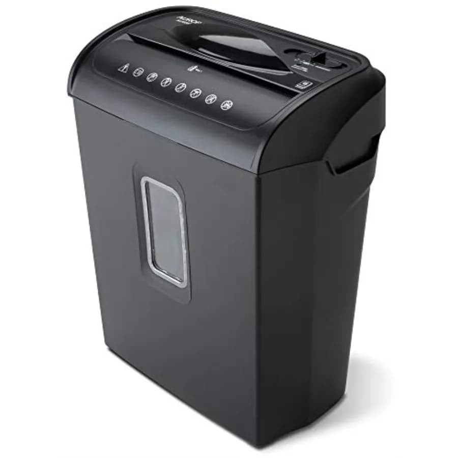 Distruggidocumenti AU608MB ad Alta Sicurezza con Taglio Micro-Cut per 6 Fogli e Carte di Credito, Cestino da 3,5 Galloni, 4 Minuti di Funzionamento Continuo