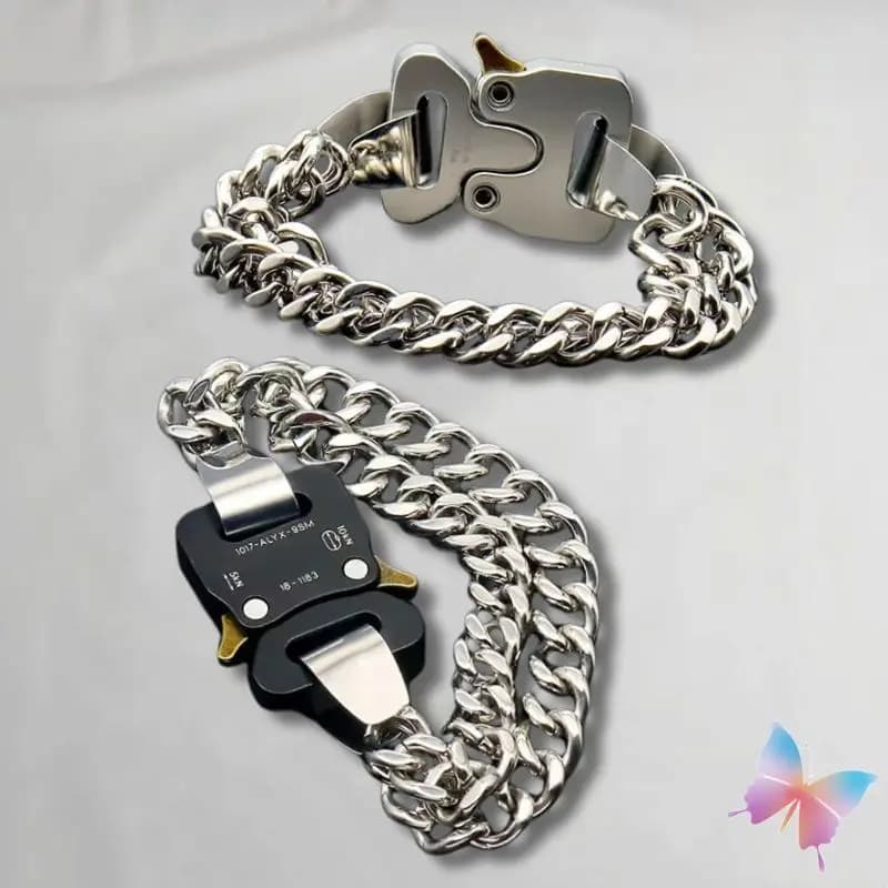Uomo Donna 1017 ALYX 9SM Bracciale unisex Nero Argento Funzionale Fibbia in metallo Bracciale a doppio filo Confezione regalo