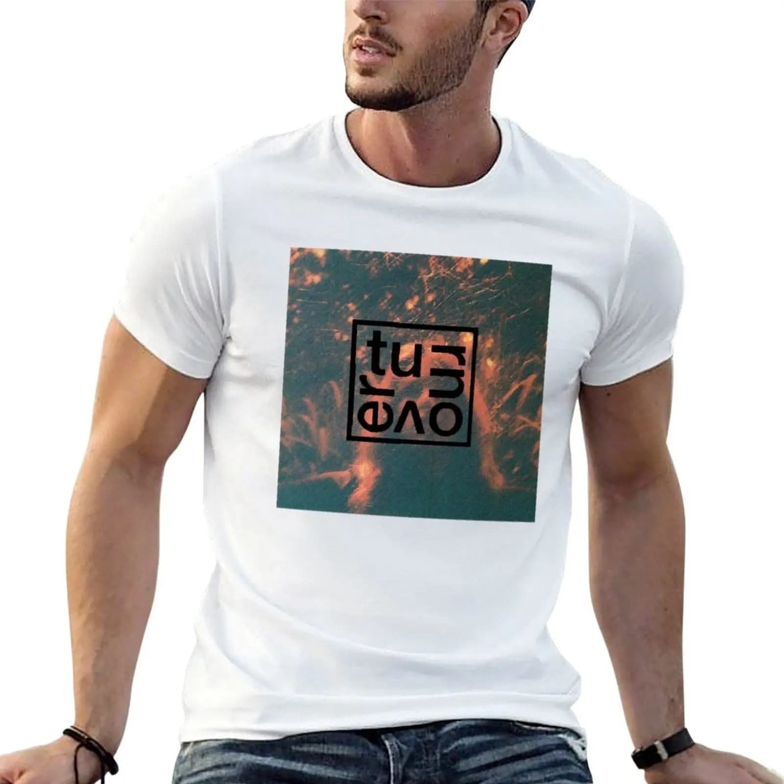 T-shirt con grafica testurizzata Turnover Peripheral Vision, boxogo, T-shirt da uomo di design in cotone pesante