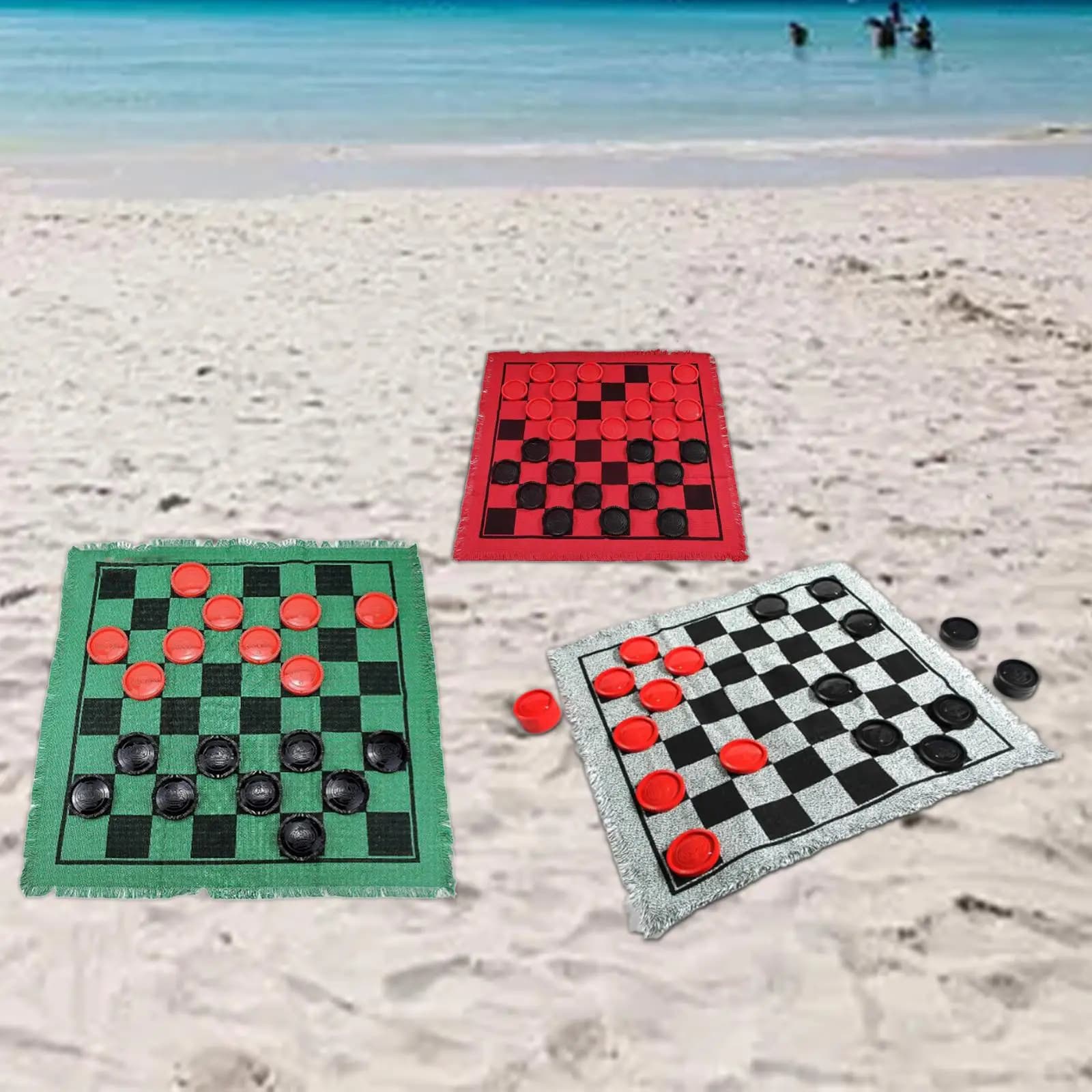 Set da gioco da tavolo Giant Checkers, classico 3 in 1 per bambini Tappetino da gioco Checker per adulti, Gioco Lawn, Tic TAC Toe Game Drafts