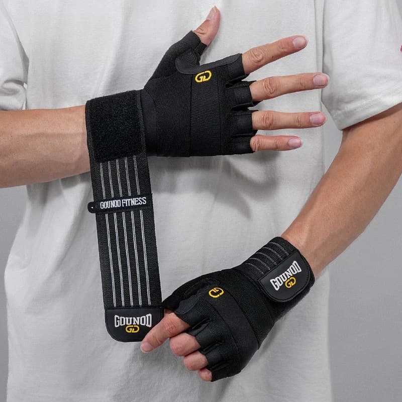 Sports Half Finger Gloves with Thick Wear-resistant Palm Pad Wrist Support for Gym Weightlifting Hand Protection