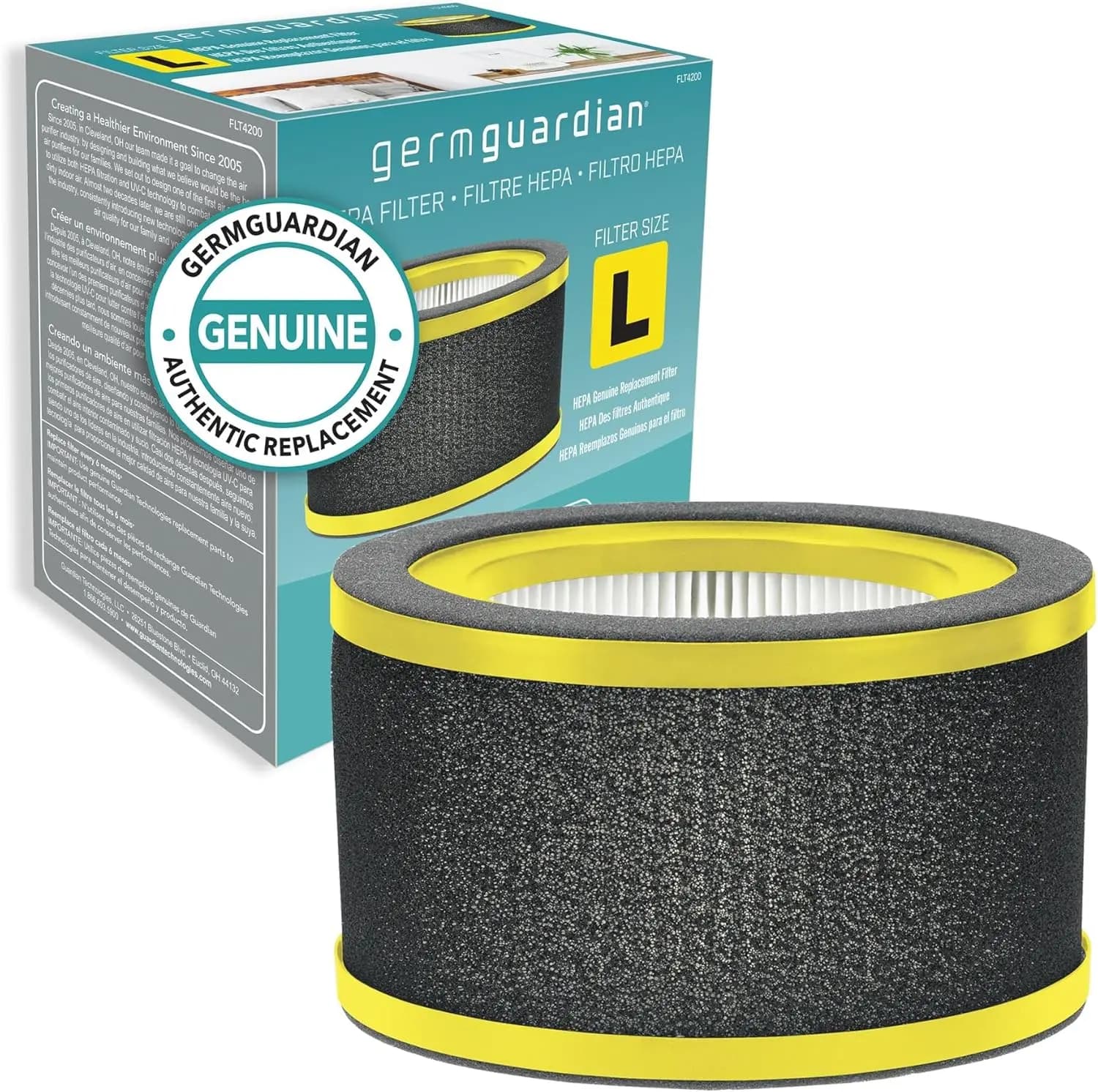 Filtro di ricambio per purificatore d'aria HEPA, rimuove il 99,97% dei poluenti, compatibile con i modelli AC4200, nero