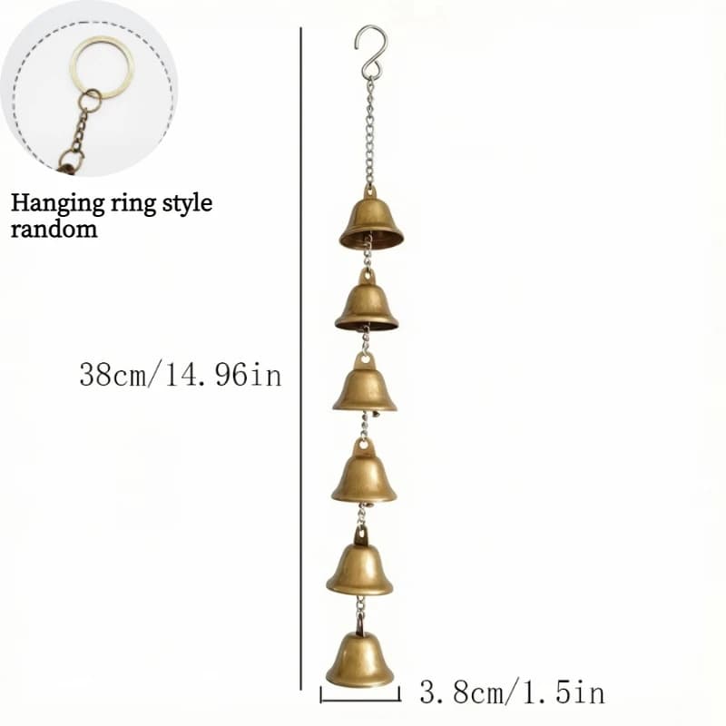 Six Bronze Iron Wind Chimes,Hand-assembled for Courtyards,Gardens,Rooms,Walls.Home Decor for Thanksgiving, Christmas, Halloween