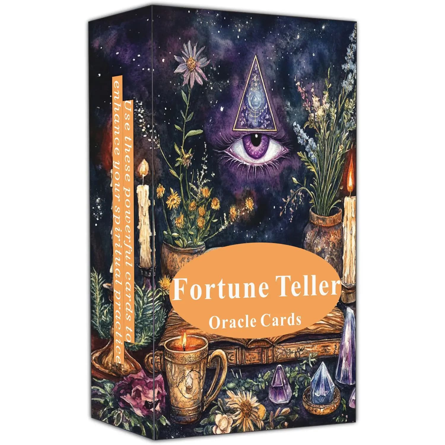 Carte Oracolo per Divinazione, 70*120mm, Carte da Divinazione in Acquerello per Stregoneria, Mazzo di Carte Oracolo per Guida Spirituale e Previsione del Futuro