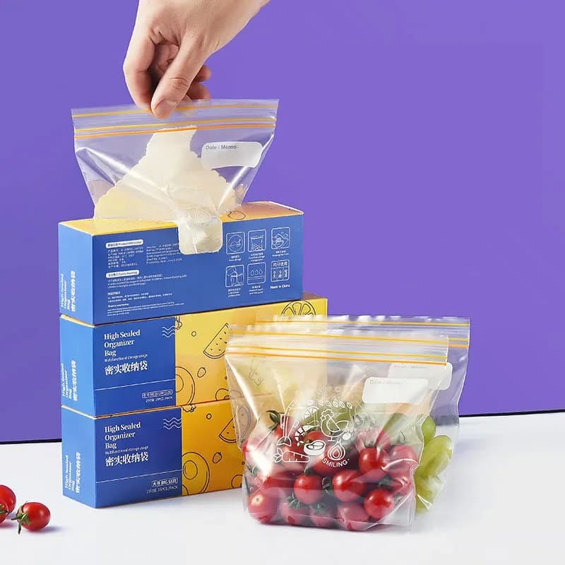 15/25/30pcs Silicone Food Storage Containers Vegetable Freezing Sealed Bags Reusable Freezer Bag Zipper Leakproof Fruits Bag