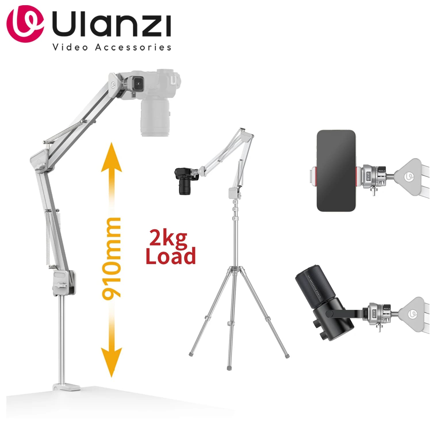 Ulanzi TH04 Heavy Articulated Magic Arm Clamp Mount For DSLR Camera Camcorder Overhead Camera Video Webcam Tablet Phone Bracket