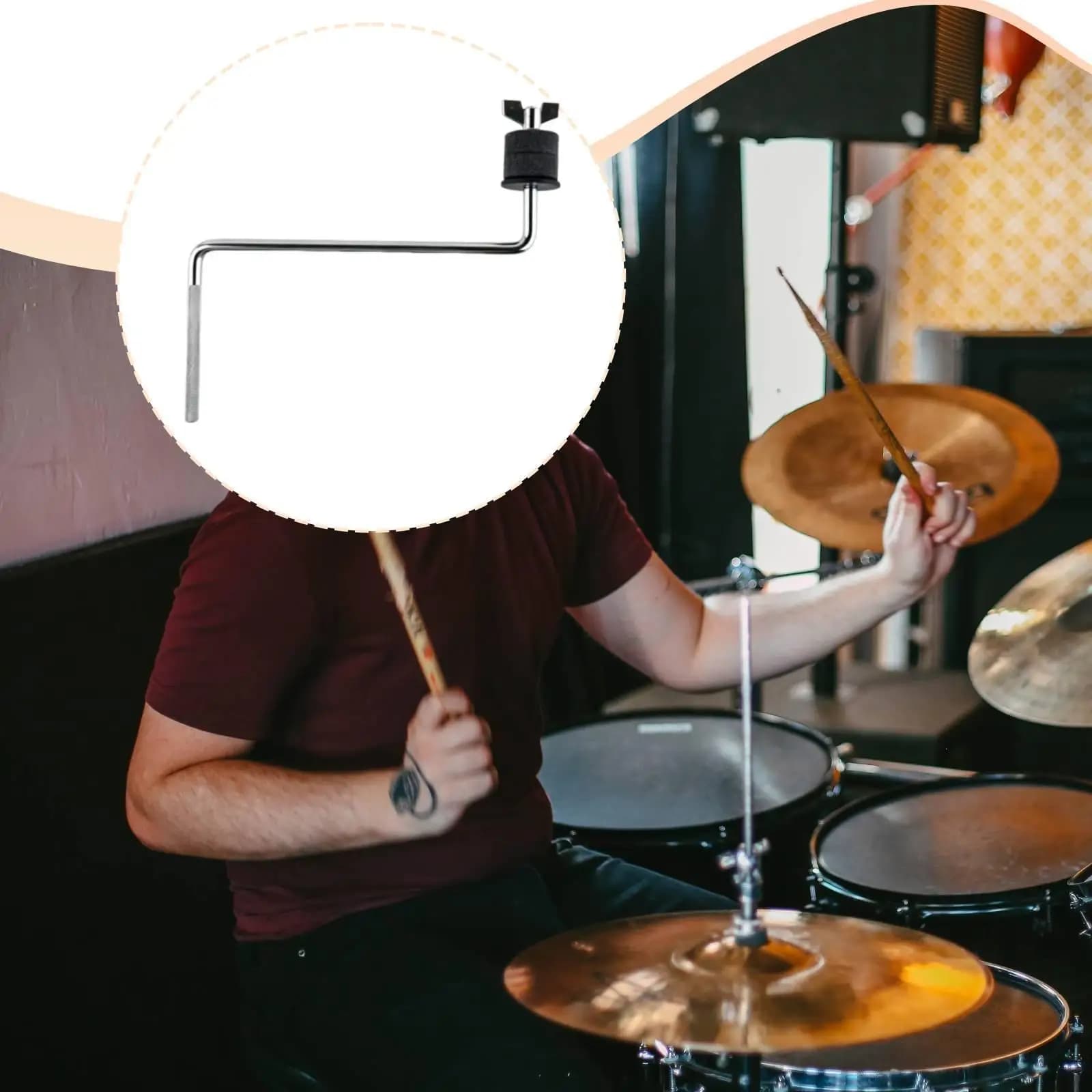 Iron Cymbal Stand Arm Extension Percussion Accessory Holder Clamp Universal Mount for Drummer Practice Pads and Kits