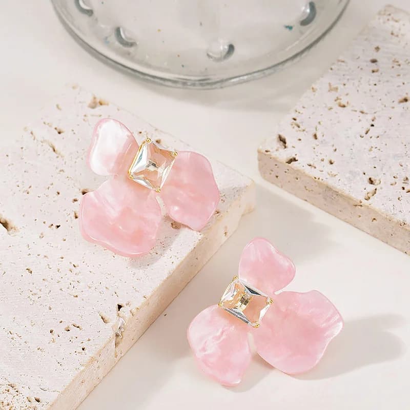 Giappone e Corea super fata dolce piccolo fresco zircone petalo piatto orecchini da donna luce di lusso high-end argento ago earri