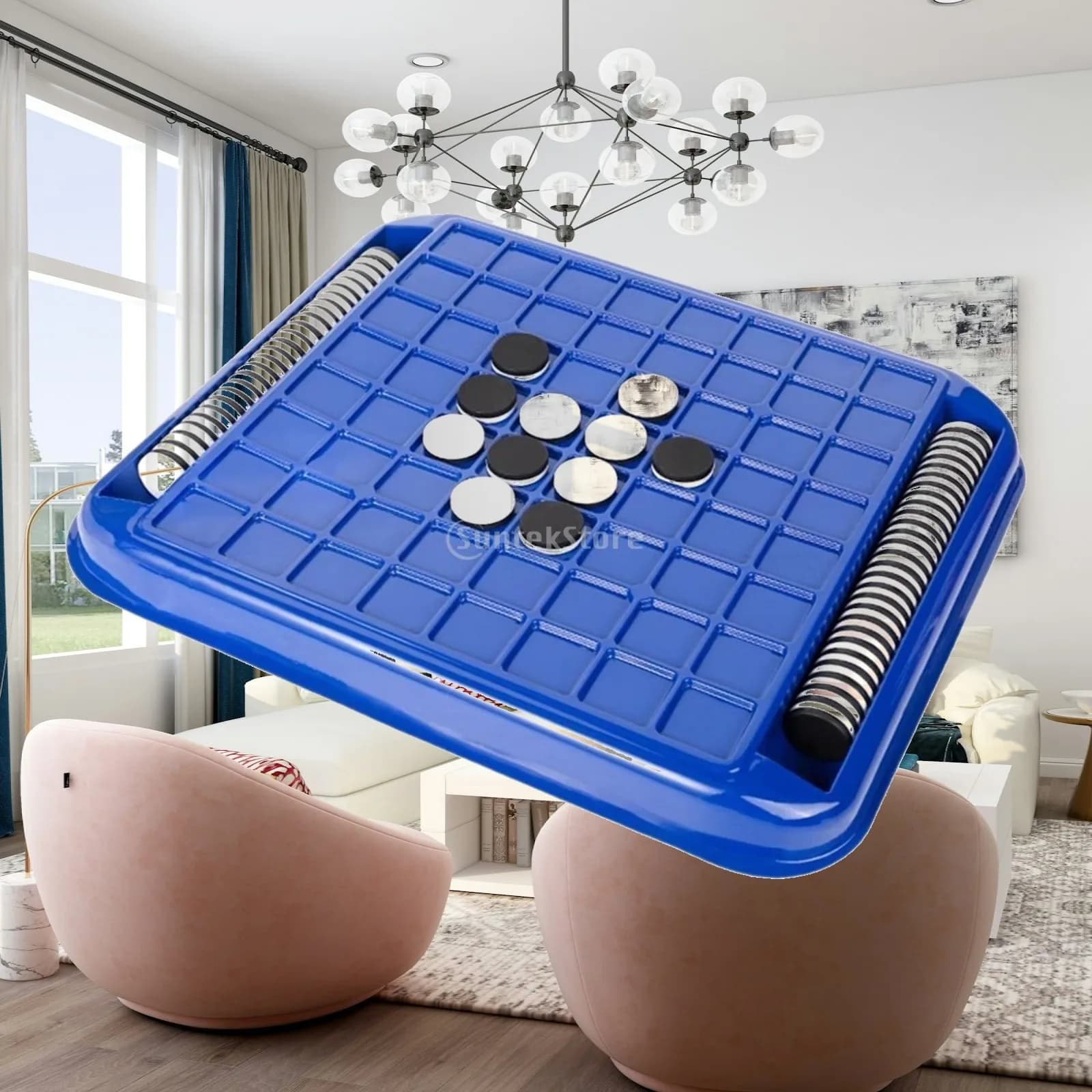 Reversi Chess Strategy Board Game Set Portable Plastic Board Games for Family Travel Kids and Adults
