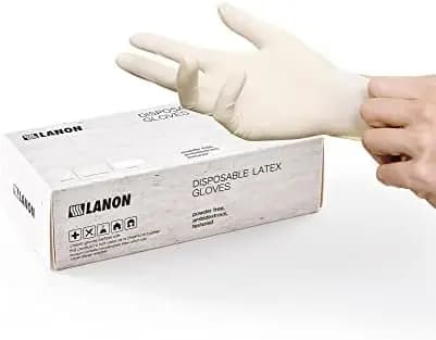 Guanti in lattice LANON 5 Mil, senza polvere, per uso alimentare, testurizzati, taglia media