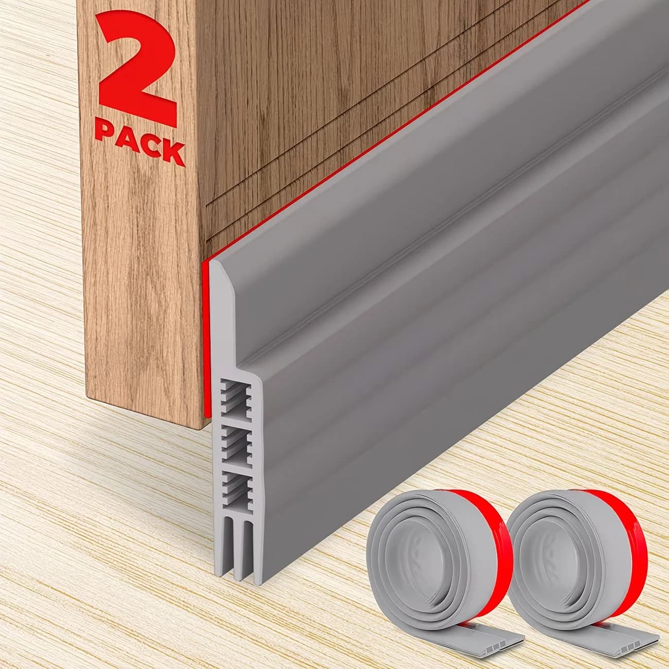 2Pcs Self Adhesive Door Bottom Seal Strip Windproof Soundproof Door Draft Stopper Dustproof Gap Weather Strip For Interior Door