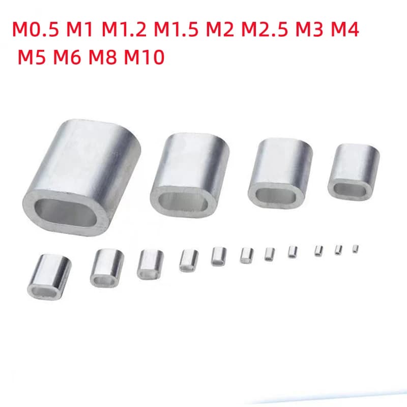 M0.5 M1.0 M1.2 M1.5 M2 M3- M12 Aluminum Casing Wire Rope Ferrule Cable Ties Aluminum Crimping Sleeve Oval Clip Wire Rope Clamp