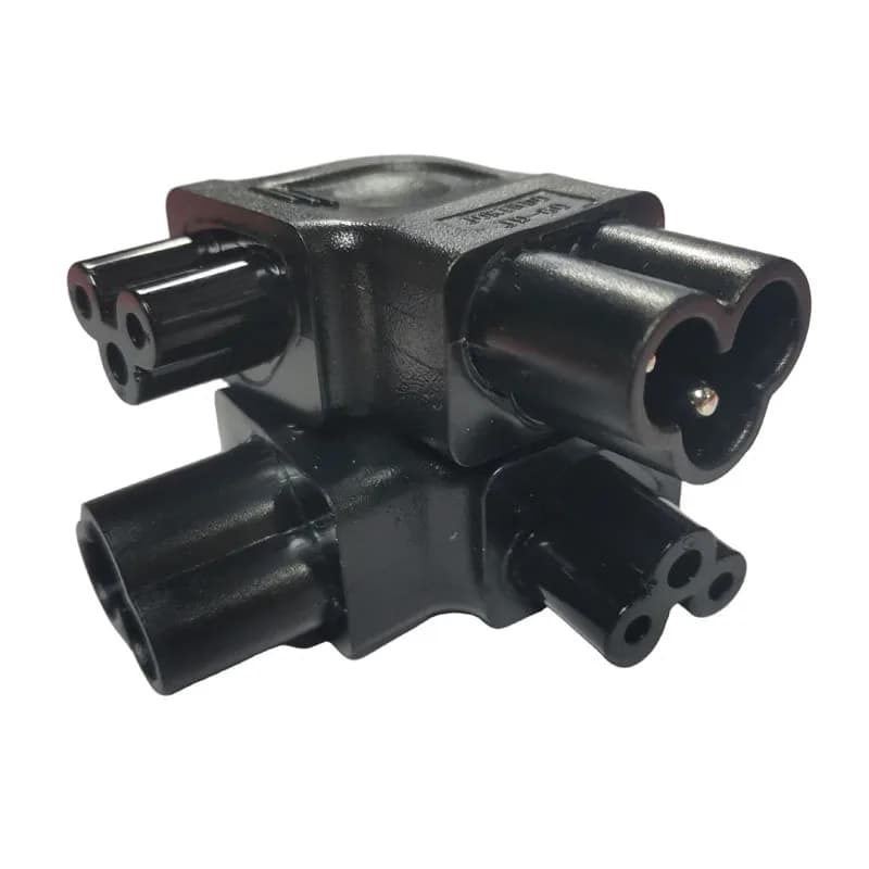 Gomito nero IEC320 da C5 a C6 Connettore di alimentazione con curvatura laterale ad angolo retto C6 Maschio a C5 Femmina Spina adattatore di alimentazione per estensione foglia di trifoglio