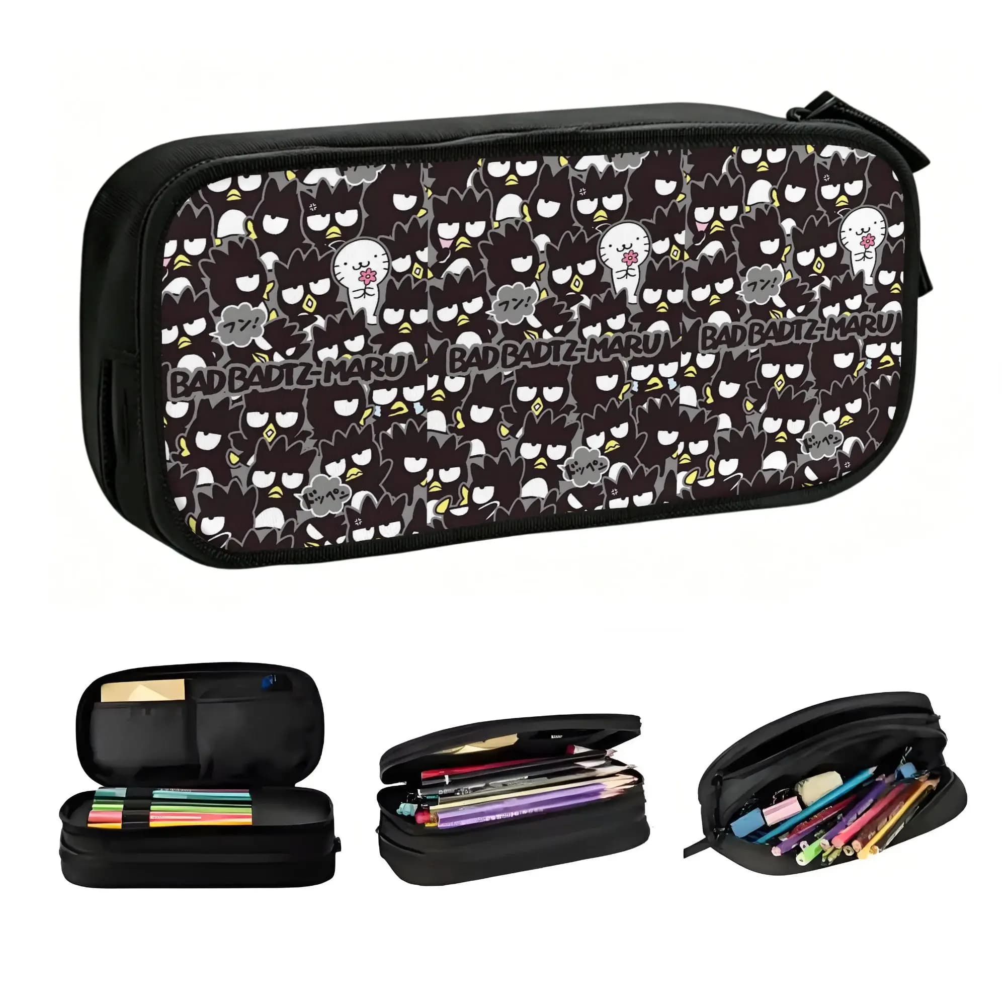 B-BADBADTZ Pencil Cases for Men Women Large Storage Cartoon Pen Bag Box School Accessories