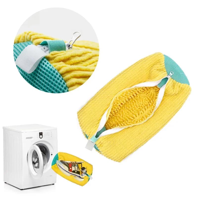 Shoe Washing Bag Zippers Closure Shoes Cleaning Bag Padded Net Shoe Laundry Fluffy Fibers Sneaker Washing Machine Laundry Bags