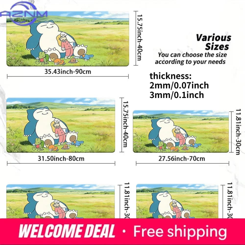 Peaceful Meadow Snorlax and Friends TCG Playmat Non-Slip Washable Large Gaming Mouse Pad