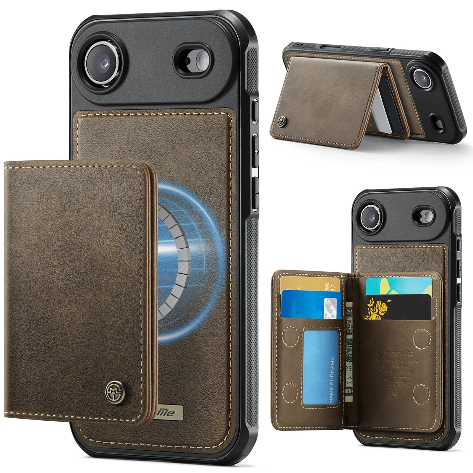 Custodia per Telefono 2 in 1 Staccabile con Portafoglio Magnetico in Pelle e Slot per Carte per iPhone 17 Pro Max 16 Plus 15 14 13 12 con Protezione RFID