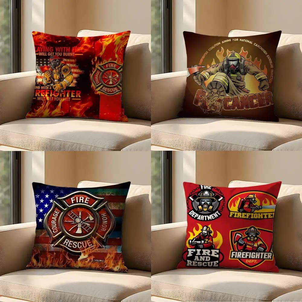 star F-Firefighter Cushion Cover Sofa Living Room Bedroom Headboard Backrest Cushion Square Cushion Nap Time