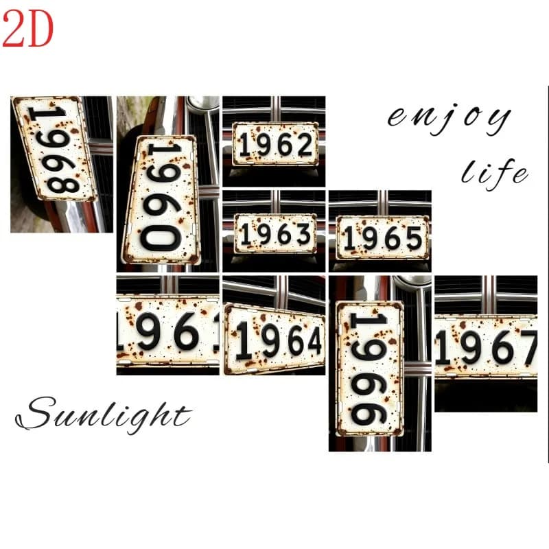 HD Tin Sign, Vintage 1960s Birth Year License Plate Metal Wall Art, Retro Rustic 60s Decor for Bar Man Cave, Classic Year Number
