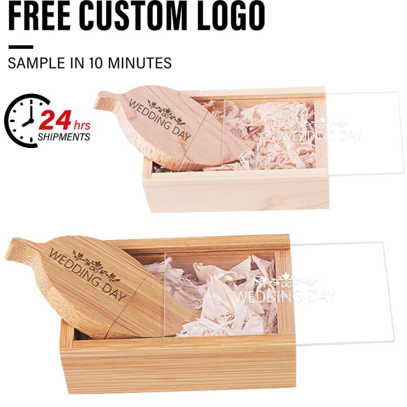 JASTER Scatola di legno Chiavetta USB 128 GB 32 GB Logo personalizzato gratuito Scatola trasparente Memoria USB Pen Drive 64G Memory Stick 16G Disco USB