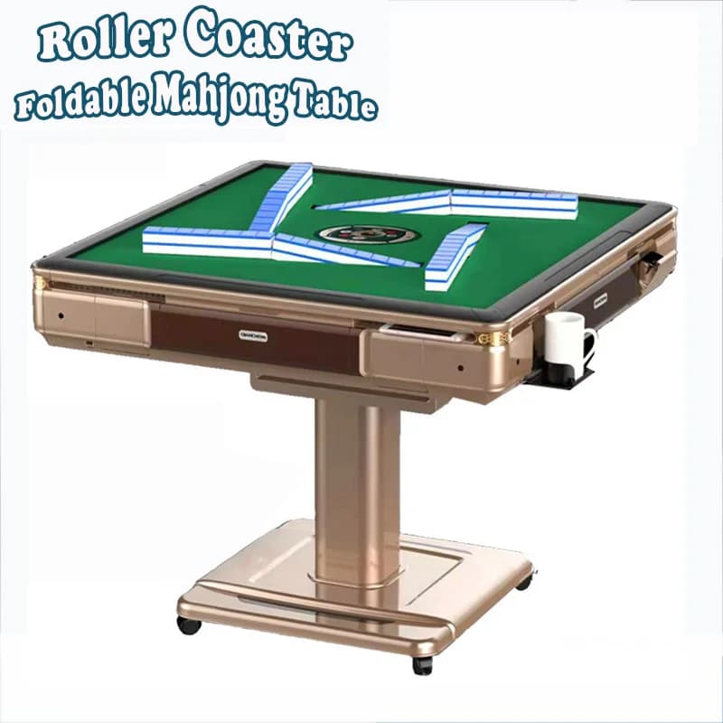 Montagne russe personalizzate Pieghevoli 2 in 1 Tavoli da pranzo Mah Jong Tavolo Mahjong automatico pieghevole con piastrelle da 144 pezzi e copertura per tavolo