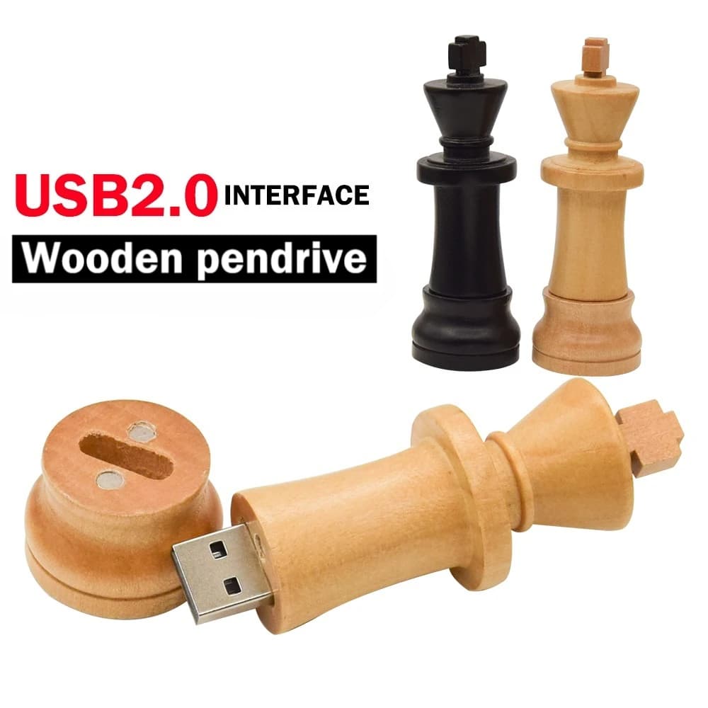 Chiavetta USB per scacchi internazionali in legno Memory Stick con capacità reale da 128 GB Chiavetta USB fantasia da 64 GB Disco U infrangibile da 32 GB 16 GB U