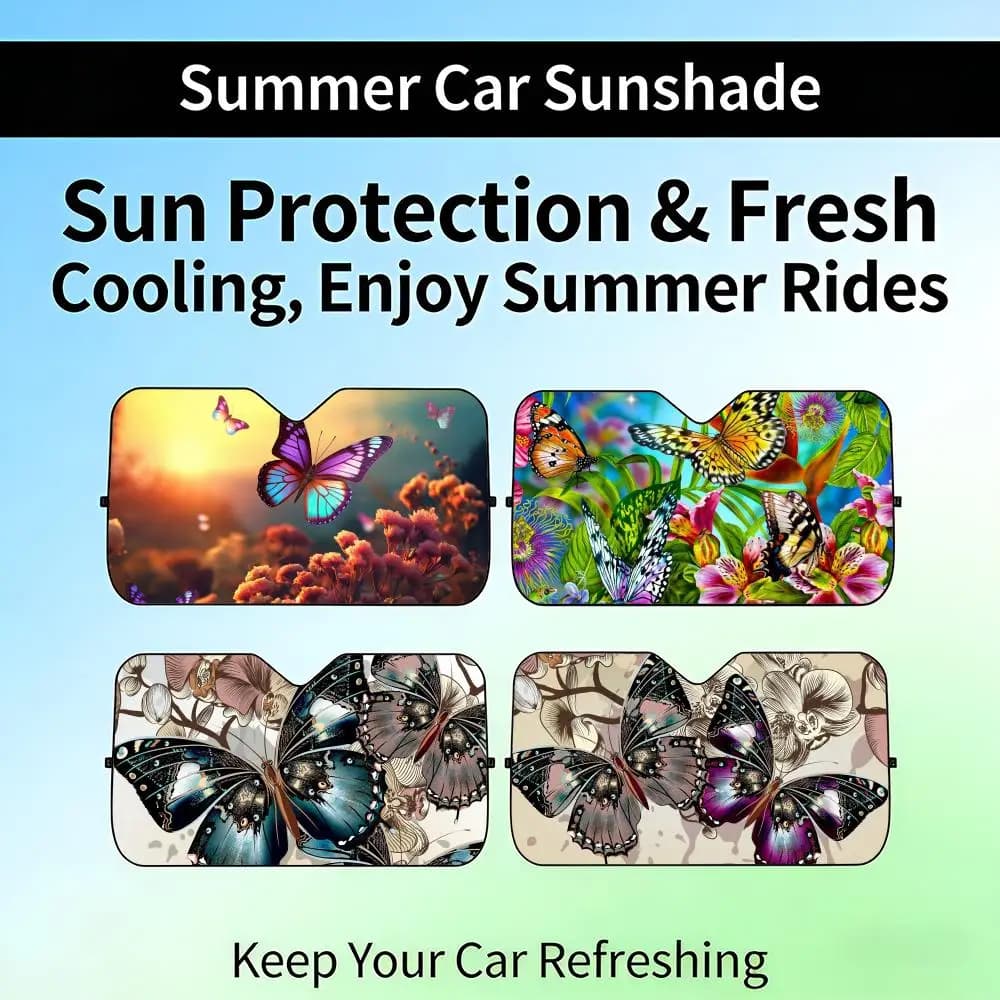 Parasole per Auto a Farfalla Colorato Retrattile Anti-UV