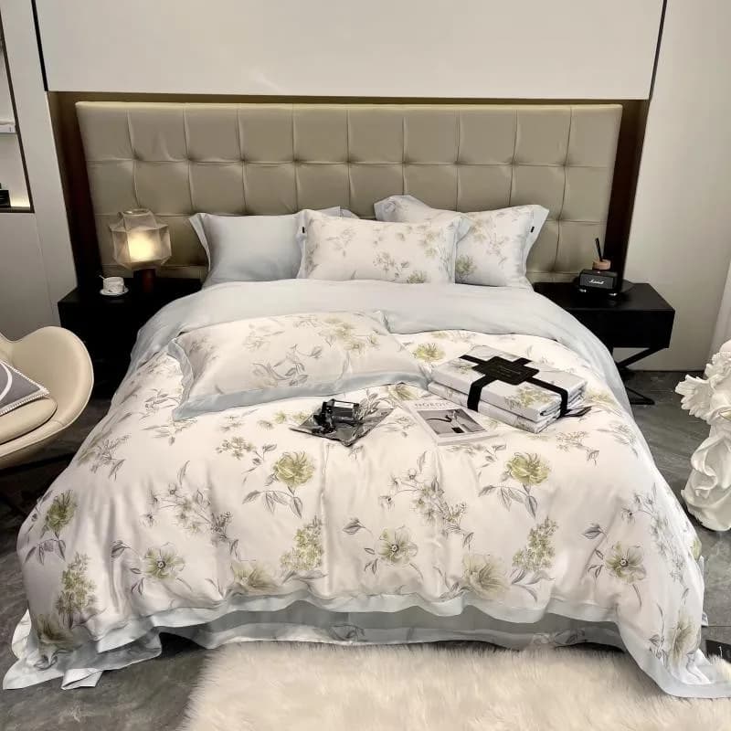 Nature 100% Eucalyptus Lyocell Silky Soft Cooling 4 pezzi Set biancheria da letto giardino fiori botanici copripiumino lenzuola federe