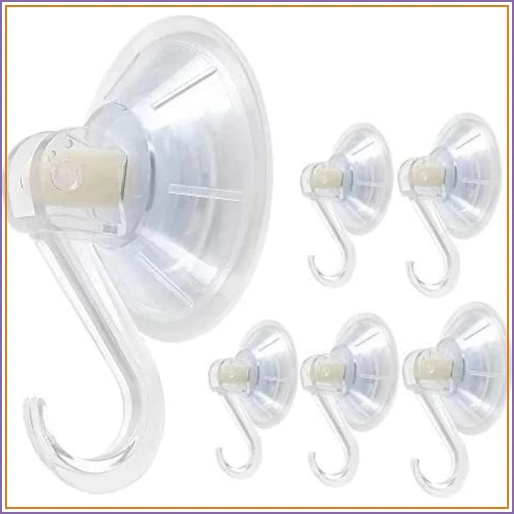 6 Pack Heavy Duty Suction Cup Hooks, 4kg Capacity, Waterproof for Bathroom Kitchen