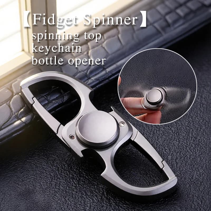 Fidget Spinner in metallo resistente 3 in 1: giocattolo a mano per alleviare l'ansia + ketchain + apri birra, divertente e funzionale giocattolo EDC Gear Fidget