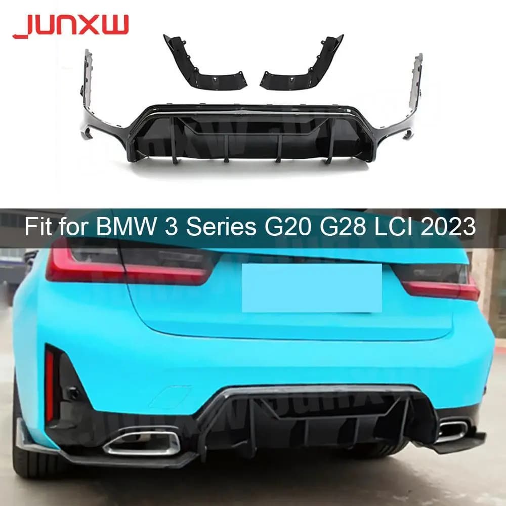 Rear Diffuser Bumper Chin Spoiler Car Styling Rear Splitters Accessories For BMW 3 Series G20 G28 LCI 2023+ ABS Car Accessories
